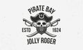 Jolly Roger vintage logo template. Royalty Free Stock Photo