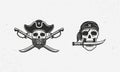 Jolly Roger vintage logo template. Pirate logo with skull and swords. Royalty Free Stock Photo