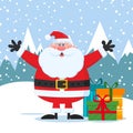 Jolly Santa Claus Cartoon Mascot Character With Open Arms And Gifts Boxes Royalty Free Stock Photo