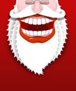 Jolly Santa Claus. Joyful grandfather with white beard. Broad sm