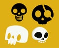 Skulls Black And White Objects Signs Symbols Vector Illustration