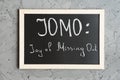 JOMO or Joy of Missing Out concept Royalty Free Stock Photo