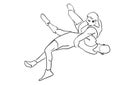 Greco-Roman wrestling. Black isolated contour.