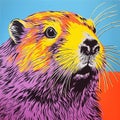 Jon Edwards Cartoon Series: Beaver In Blue Yellow Orange Royalty Free Stock Photo