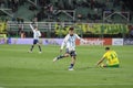 Jonatan Gomez from Racing Club shoots at goal during the match between Defensa y Justicia vs Racing Club Royalty Free Stock Photo