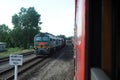 JONAVA, LITHUANIA - JUNE 26, 2011: Lithuania Railway Network and Track. Going on Fast Train. Leaving Station