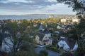 Evening Cityscape overlooking Jonkoping City and Lake Vattern, Sweden Royalty Free Stock Photo