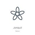 Jonquil icon. Thin linear jonquil outline icon isolated on white background from nature collection. Line vector jonquil sign,