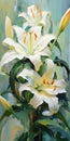 Jony Wilson\'s White Lillies: Realistic Impressionism Oil Paintings On Canvas