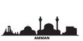 Jordan, Amman city skyline isolated vector illustration. Jordan, Amman travel black cityscape