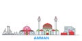 Jordan, Amman line cityscape, flat vector. Travel city landmark, oultine illustration, line world icons