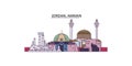 Jordan, Amman tourism landmarks, vector city travel illustration