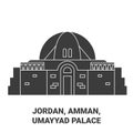 Jordan, Amman, Umayyad Palace travel landmark vector illustration