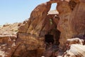 Jordan. Ancient city of Petra, rock-hewn is capital Nabataean kingdom. Houses, crypts and temples are carved into blocks Royalty Free Stock Photo