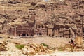 Jordan. Ancient city of Petra, rock-hewn is capital Nabataean kingdom. Houses, crypts and temples Royalty Free Stock Photo