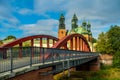 Jordan bridge leading to the Piotr and Pawel cathedral building on Tumski island. Royalty Free Stock Photo