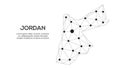Jordan communication network map. Vector image of a low poly global map with city lights. Map in the form of lines and dots Royalty Free Stock Photo