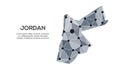 Jordan communication network map. Vector image of a low poly global map with city lights. Map in the form of triangles and dots Royalty Free Stock Photo