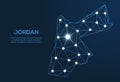 Jordan communication network map. Vector low poly image of a global map with lights in the form of cities. Map in the form of a Royalty Free Stock Photo