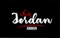 Jordan country on black background with red love heart and its capital Amman