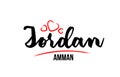 Jordan country with red love heart and its capital Amman creative typography logo design