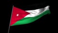 Jordan flag , Realistic 3D animation of waving flag. Jordan flag waving in the wind. National flag of Jordan. seamless loop