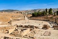 Jordan. The greco roman city of Gerasa Jerash. The oval forum and cardo maximus