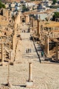 Jordan. The greco roman city of Gerasa Jerash. The oval forum and cardo maximus