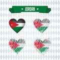 Jordan heart with flag inside. Grunge vector graphic symbols