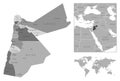 Jordan - highly detailed black and white map. Royalty Free Stock Photo