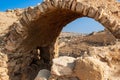 Jordan. Iinterior buildings in front of fortress Crusader castle El-Karak. Impregnable fortress of El-Karak