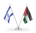 Jordan and Israel table flags isolated on white 3D rendering