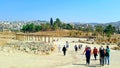 Tourists visiting Jerash Jordan`s oldest city