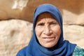 Jordan. Little Petra archaeological site. Wadi Musa. Portrait of an old woman