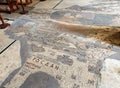 Jordan. Madaba. The Madaba Map inside the Greek Orthodox Basilica of Saint George, known as the Church of the Map