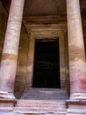 Jordan. Petra. Ancient city in red caves. UNESCO. Gate to palace. Royalty Free Stock Photo