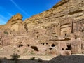 Jordan. Petra. Ancient city in red caves. UNESCO. Gate to palaces, houses and tombs. Royalty Free Stock Photo