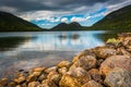 Jordan Pond and view of the Bubbles in Acadia National Park, Mai Royalty Free Stock Photo