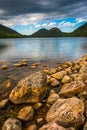 Jordan Pond and view of the Bubbles in Acadia National Park, Mai Royalty Free Stock Photo