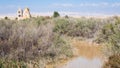 Jordan River and Greek Orthodox Church in winter Royalty Free Stock Photo