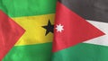 Jordan and Sao Tome and Principe two flags textile cloth 3D rendering