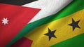 Jordan and Sao Tome and Principe two flags textile cloth, fabric texture