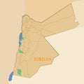 Jordan. Vector map. Geographic map detailed with the designation