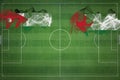 Jordan vs Palestine Soccer Match, national colors, national flags, soccer field, football game, Copy space