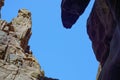 Jordan. Wadi Al Mujib Canyon in Wadi Mujib Nature Biosphere Reserve. Sheer cliffs of enormous height are polished by