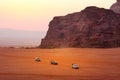 Jordan, Wadi Rum People waiting for sunrise