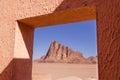 Jordan. Wadi Rum. Seven Pillars of Wisdom: Famous rock formation Royalty Free Stock Photo