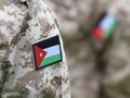 Jordanian Armed Forces JAF. Flag of Jordan on military uniform Royalty Free Stock Photo