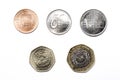 Jordanian coins on a white background