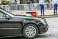 Jordanian Diplomatic car during Military parade (Defile) in Republic Day (Bastille Day). Champs Ely Royalty Free Stock Photo